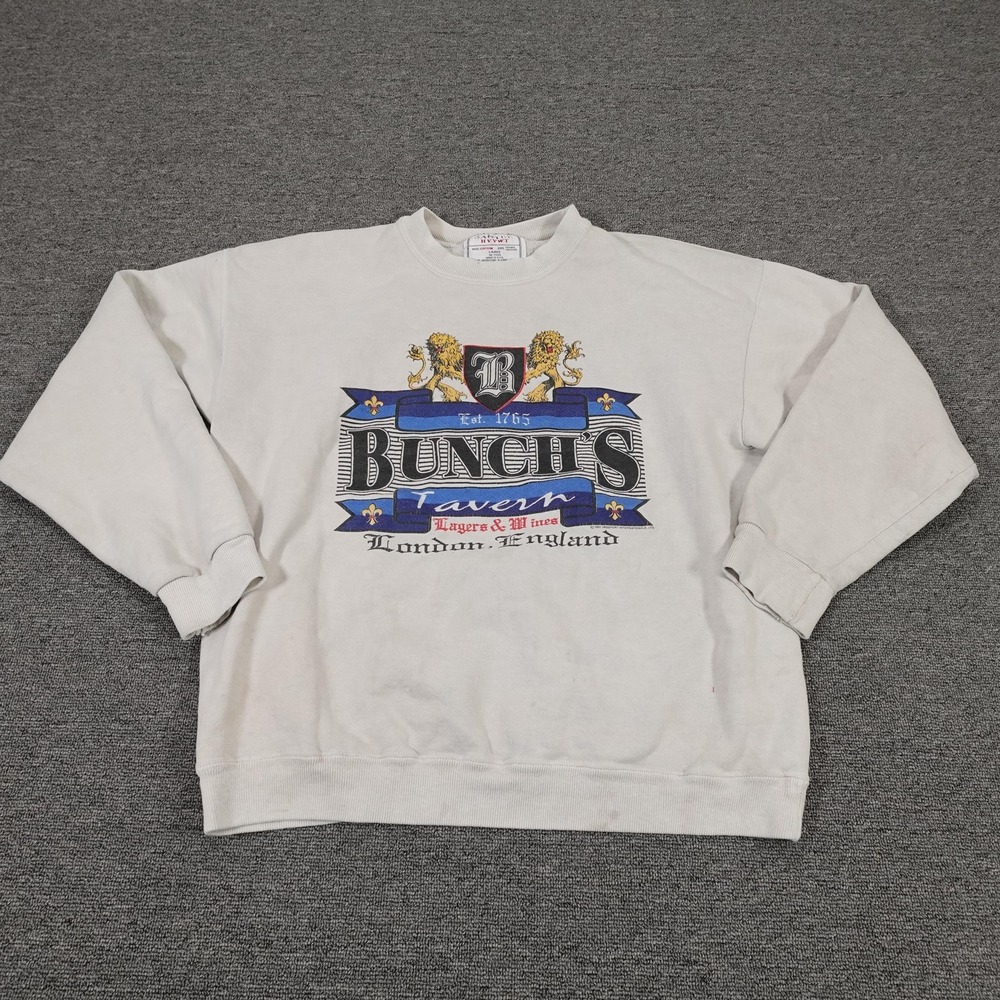 Vintage Santee Sweatshirt Mens Large White Bunch's‎ Tavern Beer Graphic USA 90s